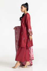 3 Piece Dyed Embroidered Jacquard Suit IUSTKSD-339