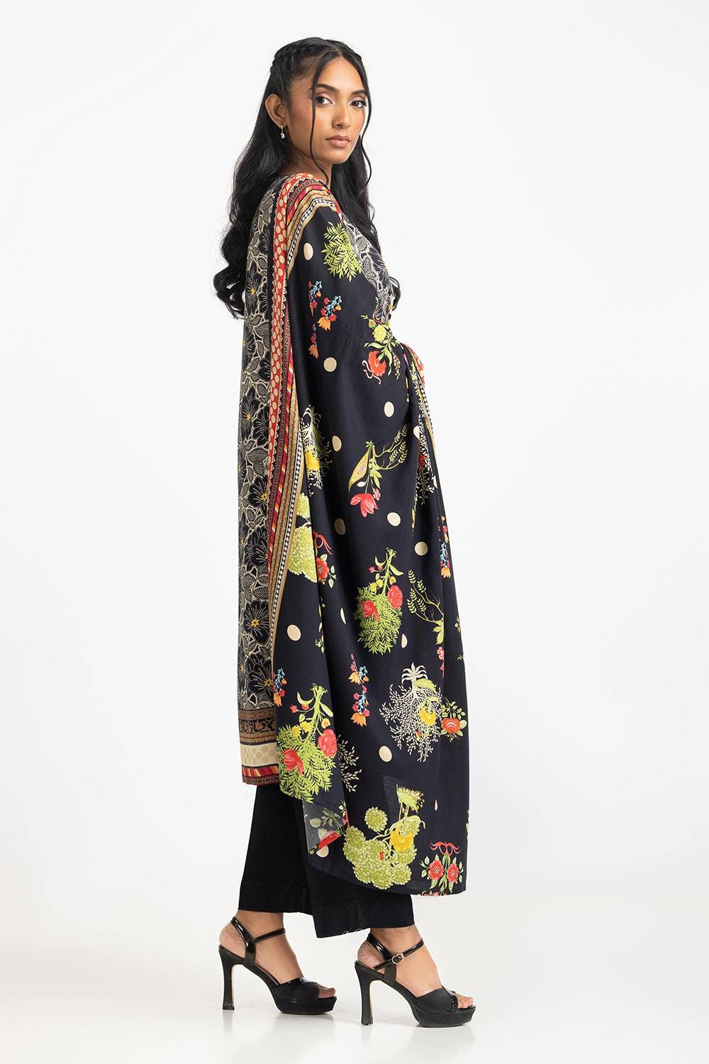 3 Piece Linen Printed Suit
