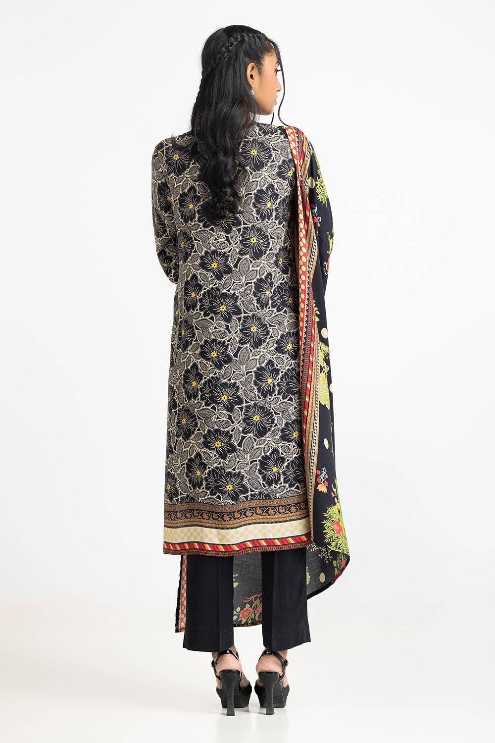 3 Piece Linen Printed Suit