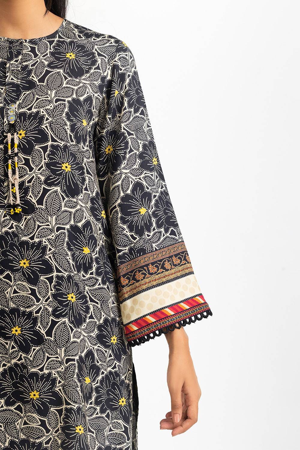 3 Piece Linen Printed Suit