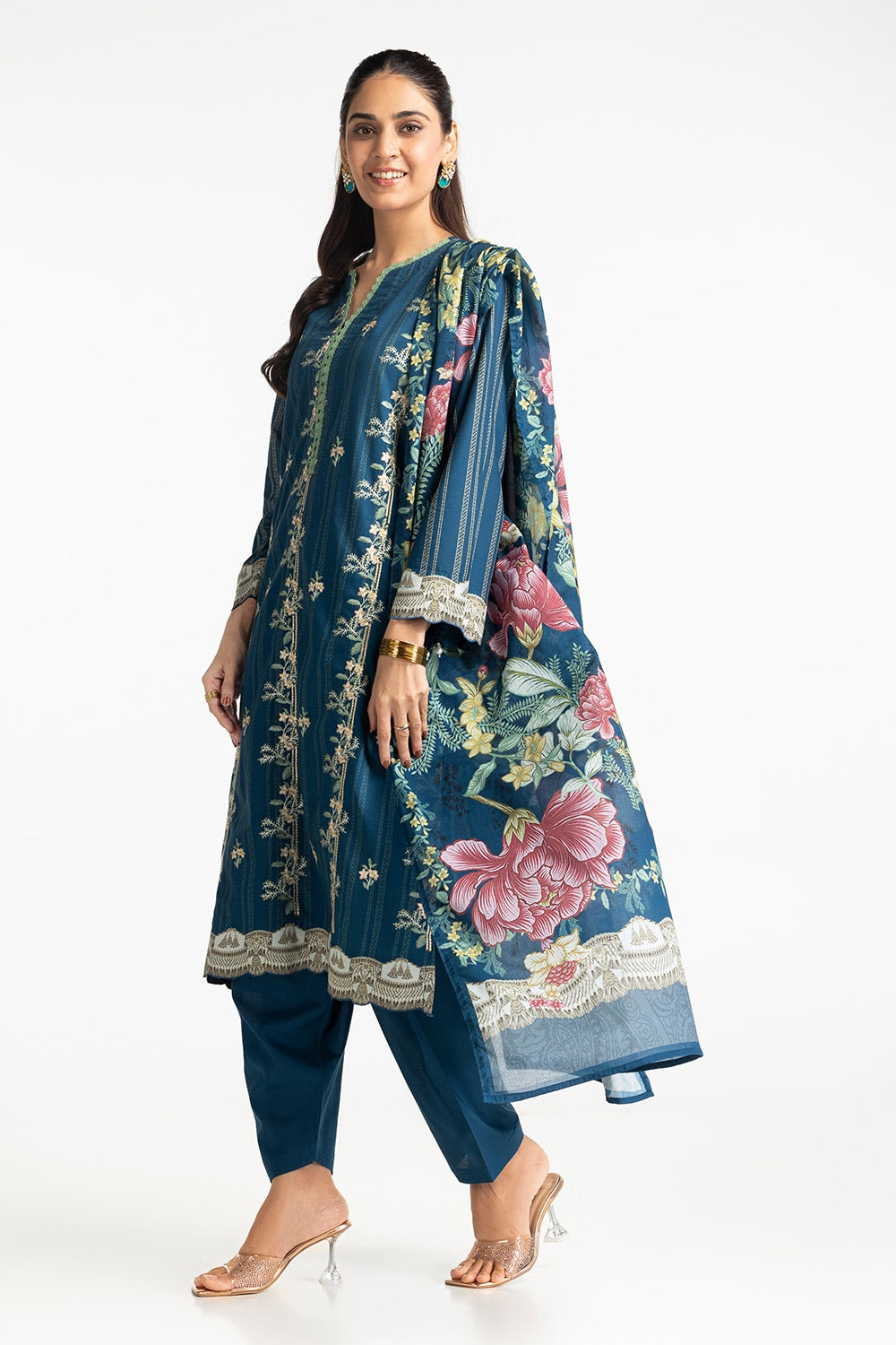 3 Piece Lawn Printed With Embroidered Suit