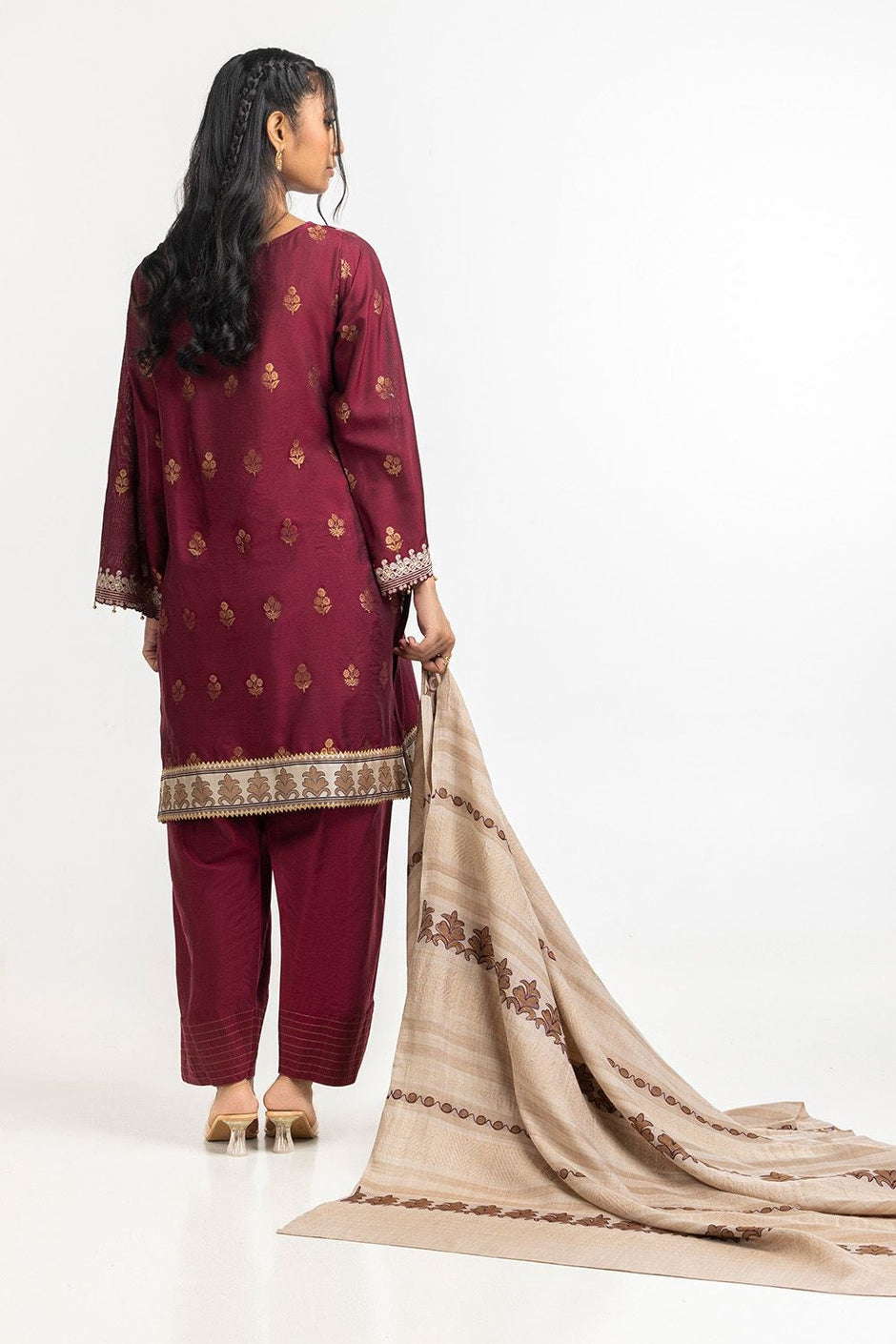 3 Piece Jacquard Embroidered Suit