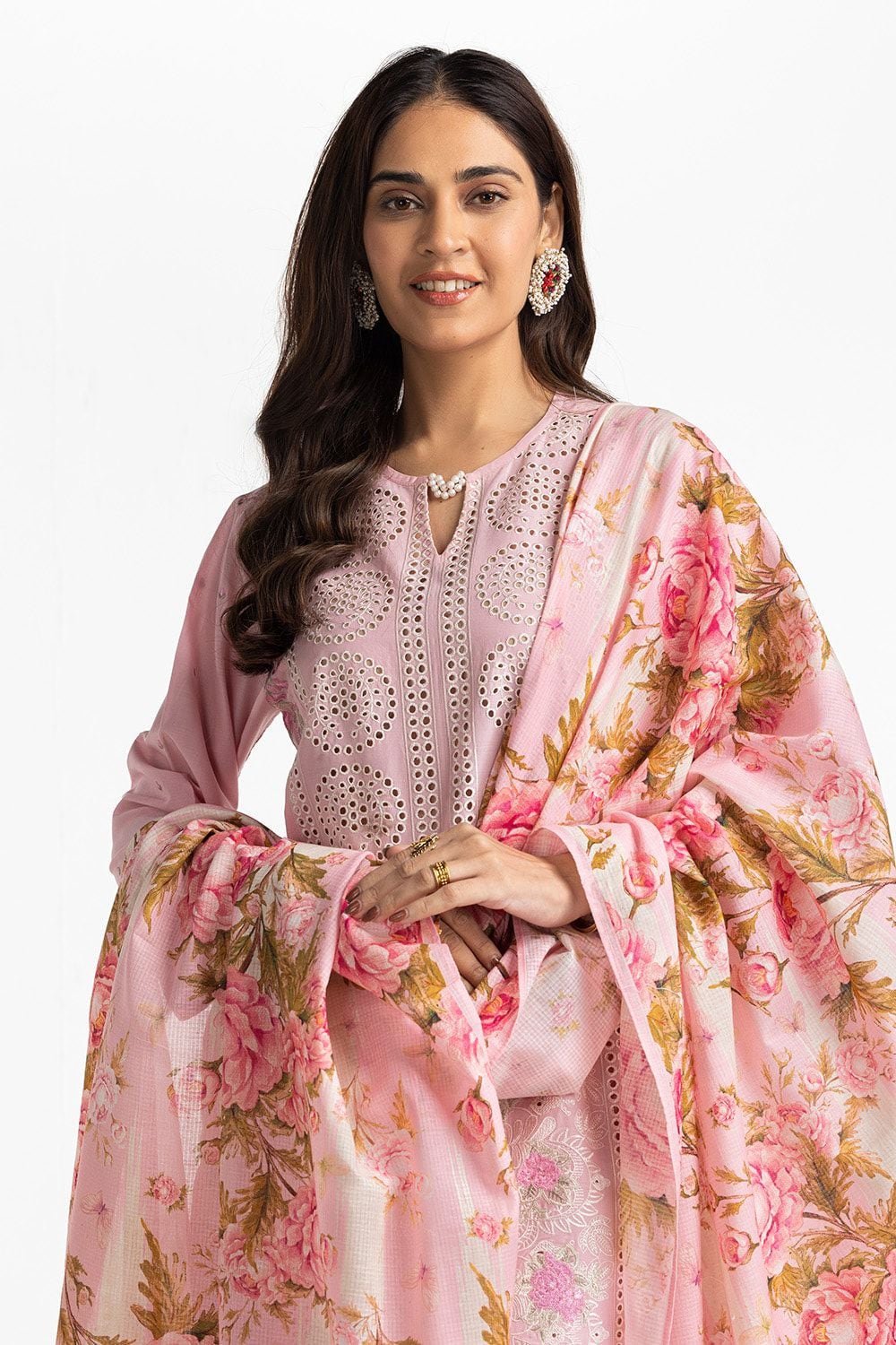 3 Piece Lawn Schiffli Embroidered Suit IUSTKSD-373