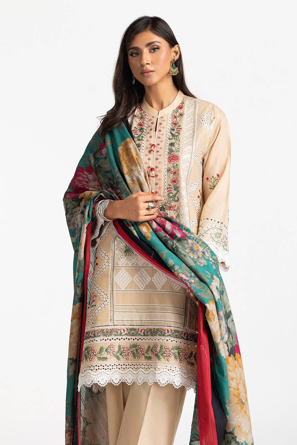3 Piece Schiffli Embroidered Lawn Suit IUSTKSD-380