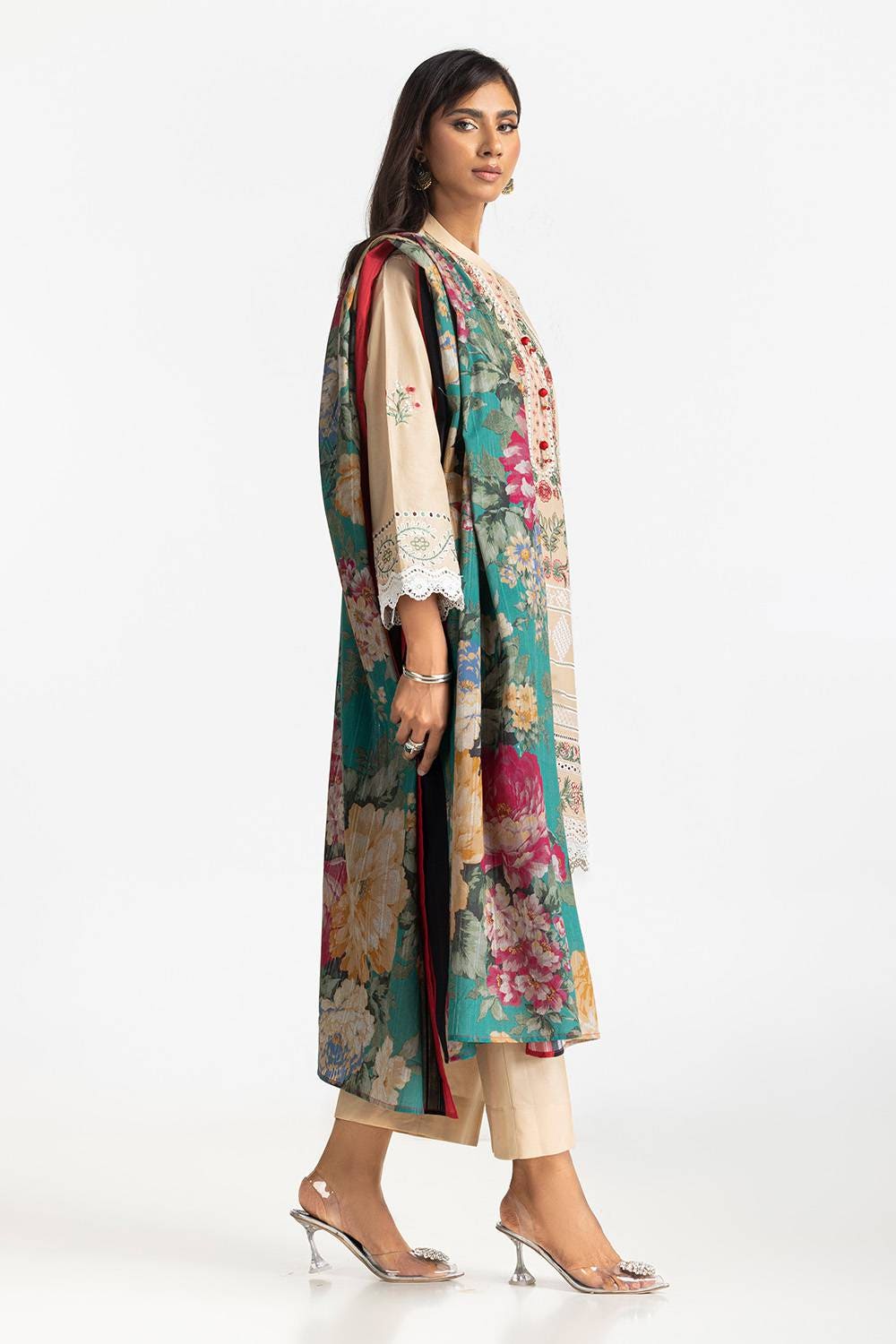 3 Piece Schiffli Embroidered Lawn Suit IUSTKSD-380