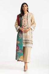 3 Piece Schiffli Embroidered Lawn Suit IUSTKSD-380