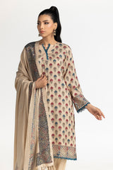 3 Piece Linen Printed Suit IUSTKSD-385