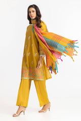 3 Piece Cambric Embroidered Suit IUSTKSD-391