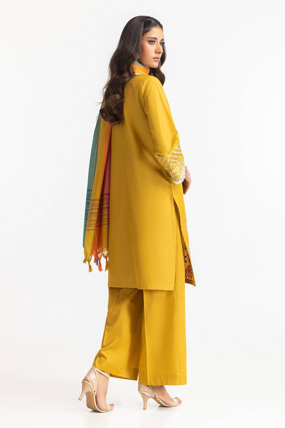 3 Piece Cambric Embroidered Suit IUSTKSD-391