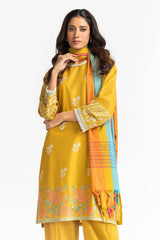 3 Piece Cambric Embroidered Suit IUSTKSD-391
