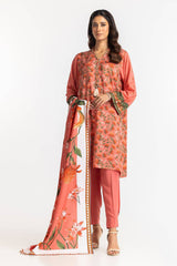 3 Piece Linen Printed Suit IUSTKSD-426