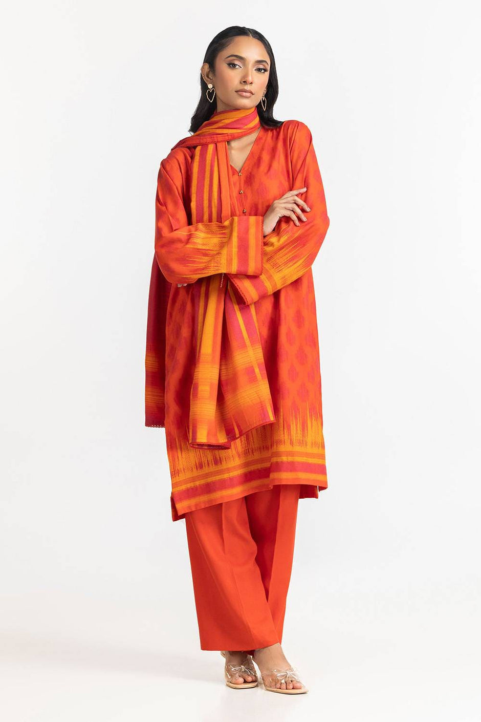 3 Piece Dhanak Printed Suit