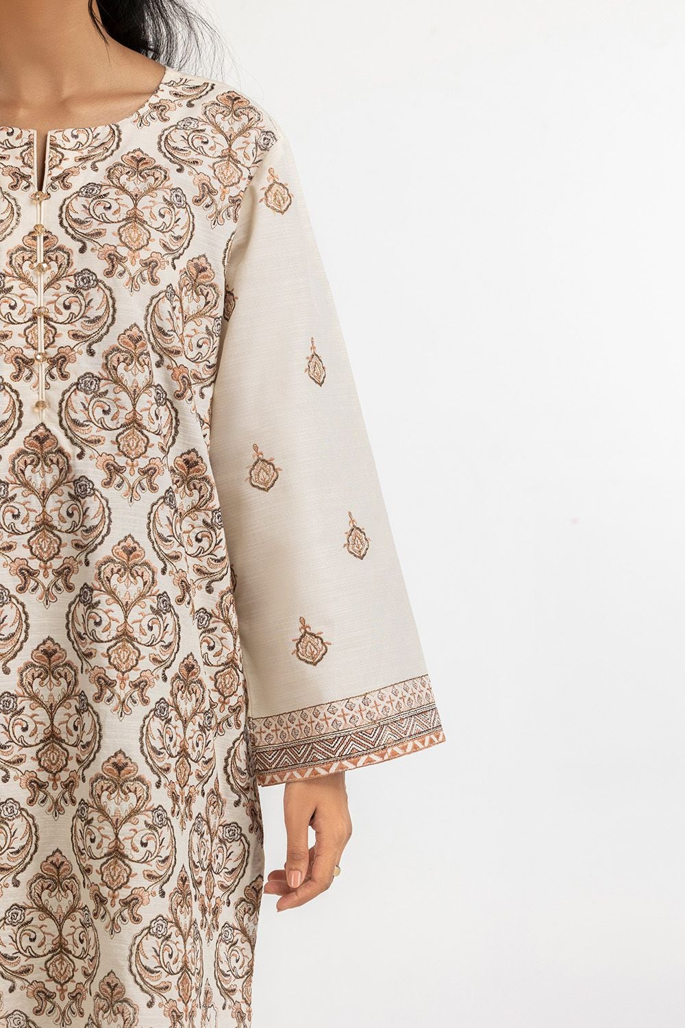 3 Piece Khaddar Printed With Embroidered  Suit IUSTKSD-435