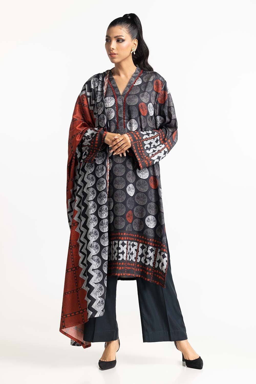 3 Piece Cotail Printed Suit IUSTKSD-490