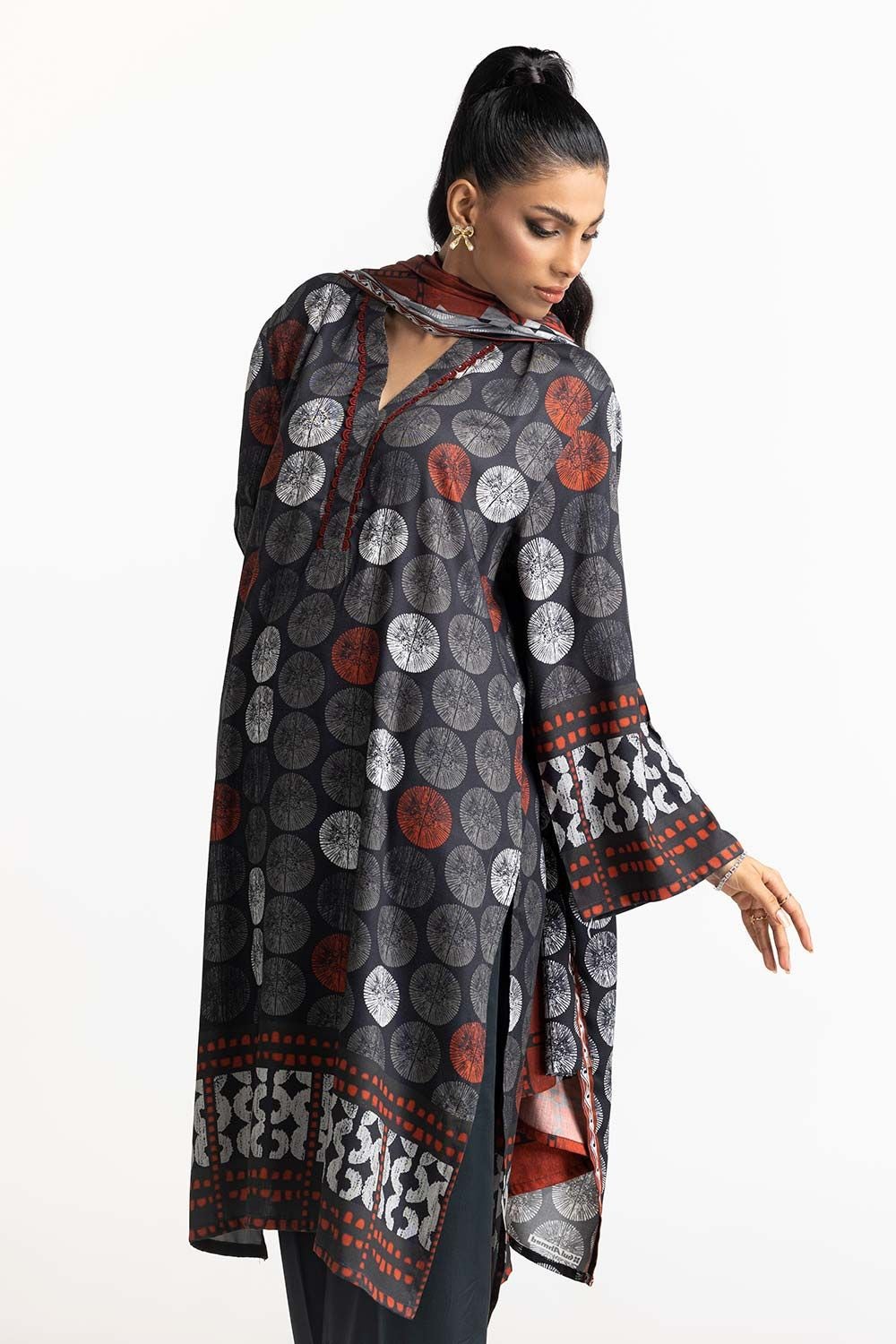 3 Piece Cotail Printed Suit IUSTKSD-490