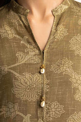 3 Piece Linen Printed Suit IUSTKSD-492