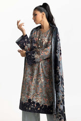 3 Piece Khaddar Printed With Embroidered  Suit IUSTKSD-493