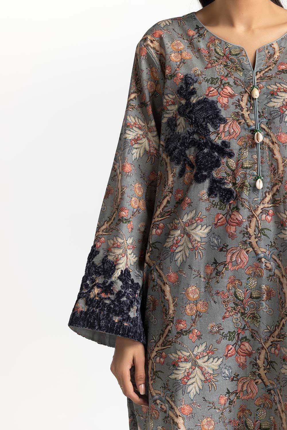 3 Piece Khaddar Printed With Embroidered  Suit IUSTKSD-493