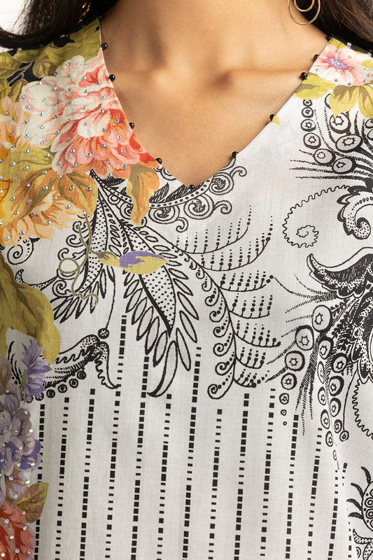 3 Piece Diamantes Lawn Print Suit IUSTKSD-84