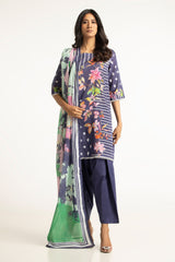 3 Piece Diamantes Print Lawn Suit IUSTKSD-90