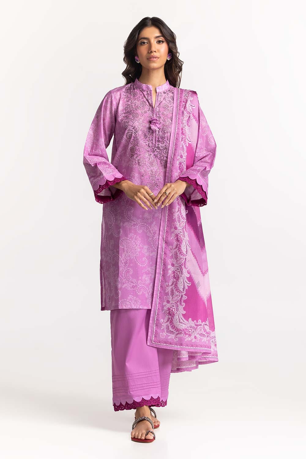 3 Piece Lawn Printed With Diamantes Suit IUSTKSD-94
