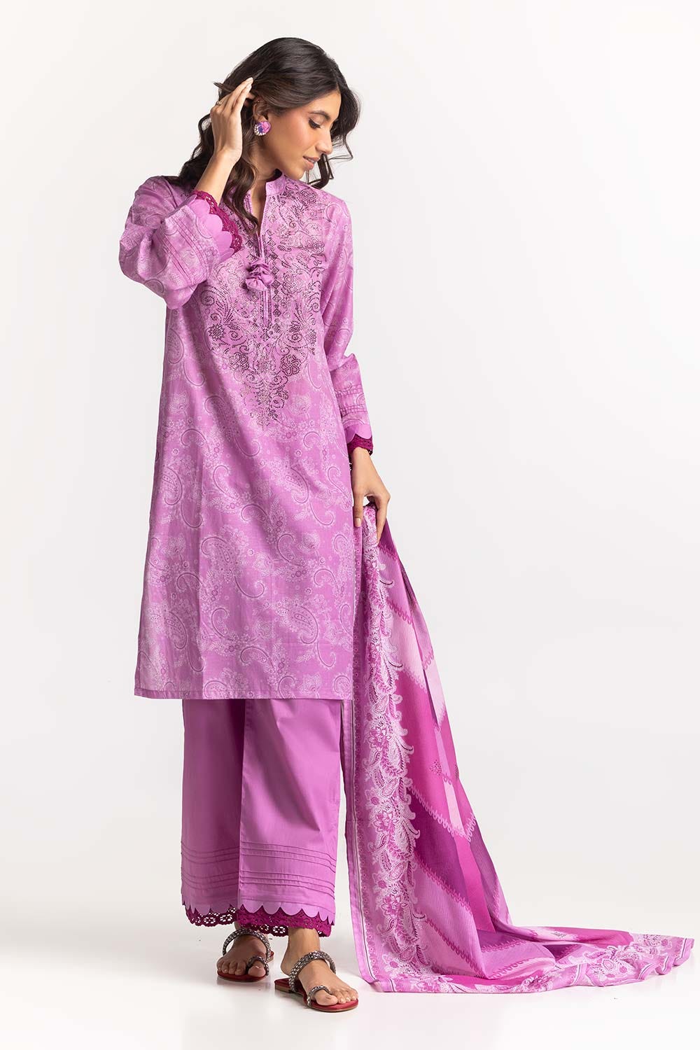 3 Piece Lawn Printed With Diamantes Suit
