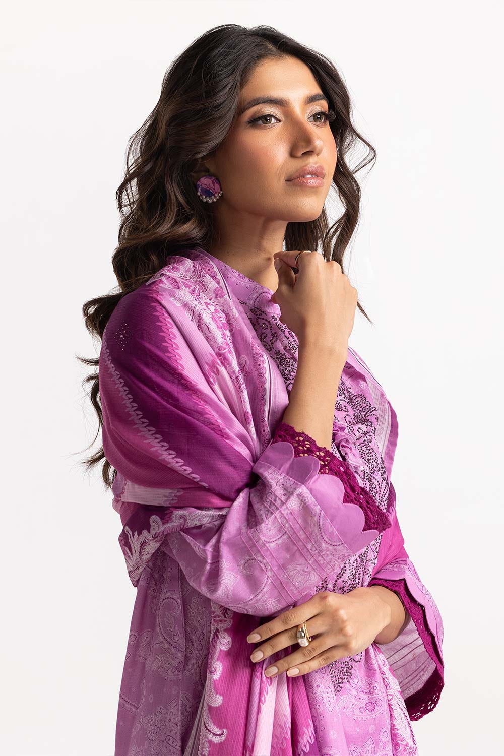 3 Piece Lawn Printed With Diamantes Suit IUSTKSD-94
