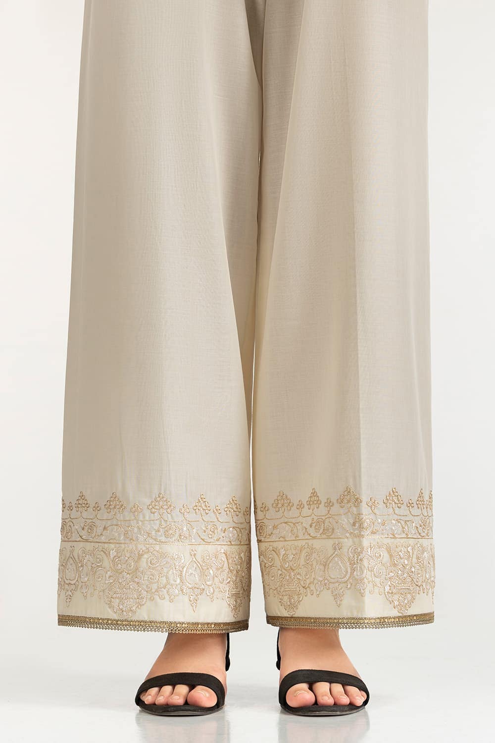 Beige Lawn Embroidered Trouser IUSTTR-42002