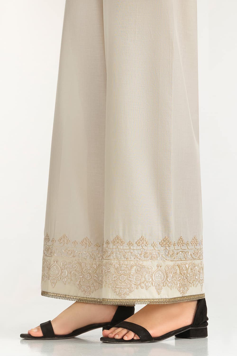 Beige Lawn Embroidered Trouser IUSTTR-42002