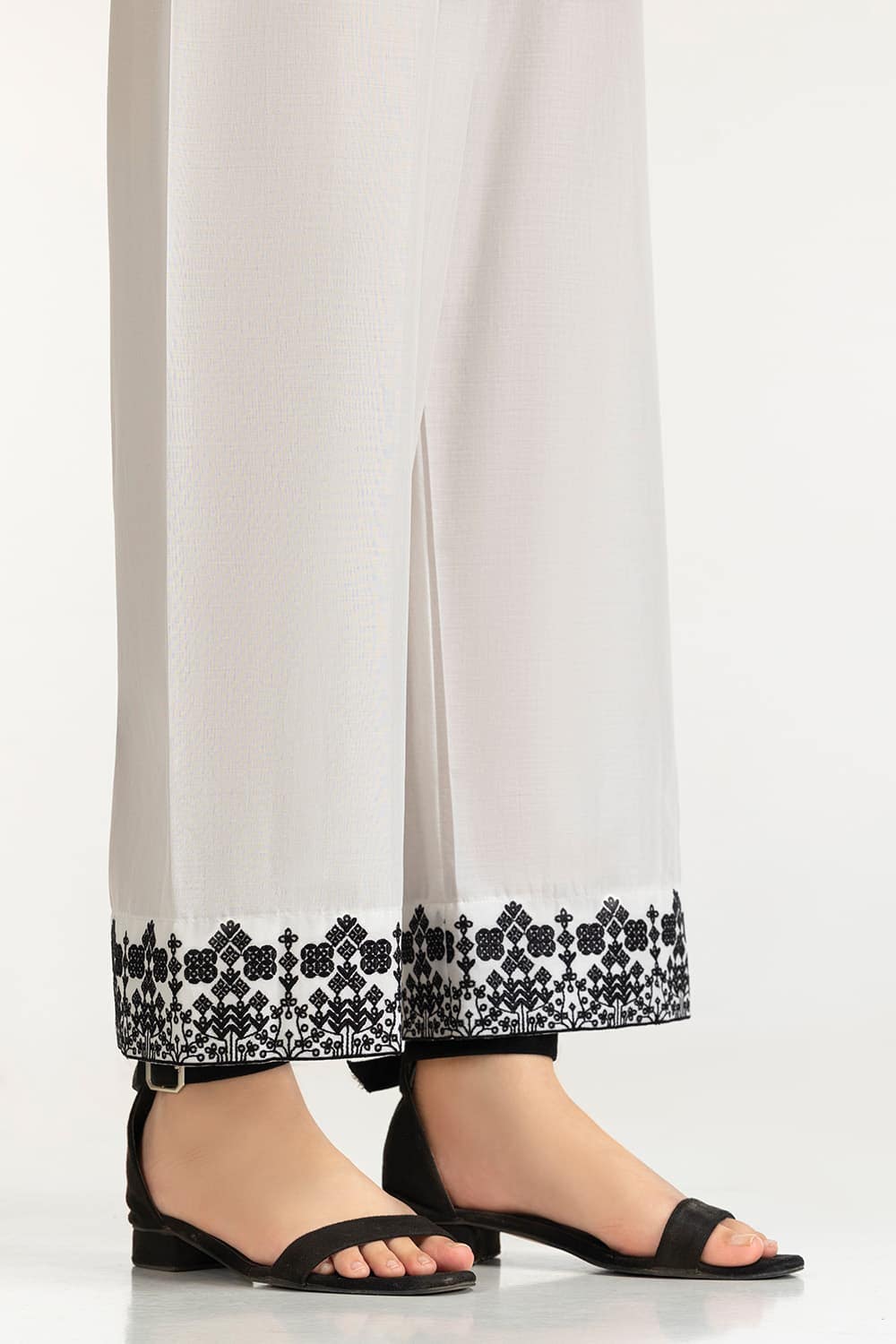 White Lawn Embroidered Trouser IUSTTR-42005