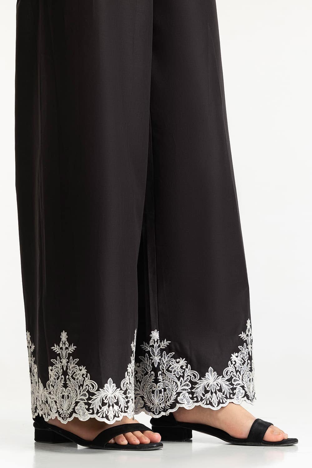 Black Lawn Embroidered Trouser IUSTTR-42006