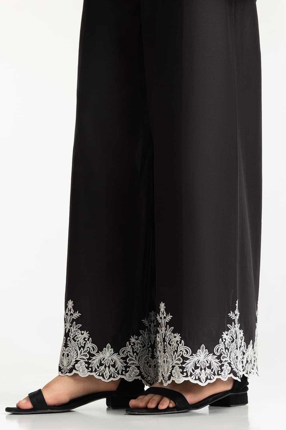 Black Lawn Embroidered Trouser IUSTTR-42006