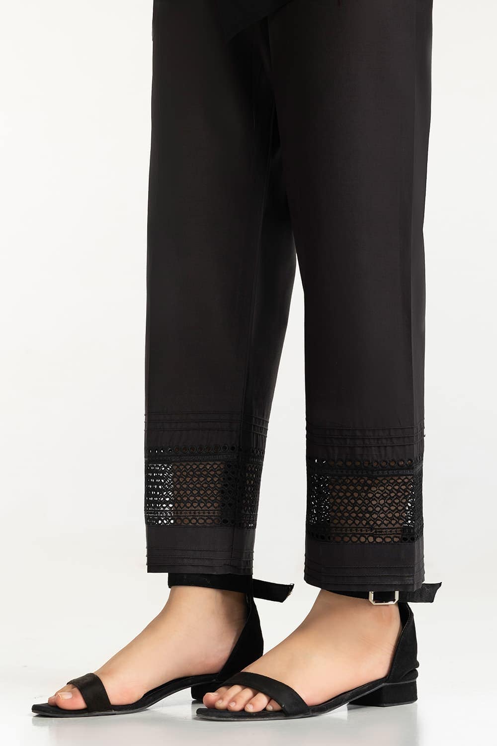 Black Lawn Embellished Trouser IUSTTR-42009