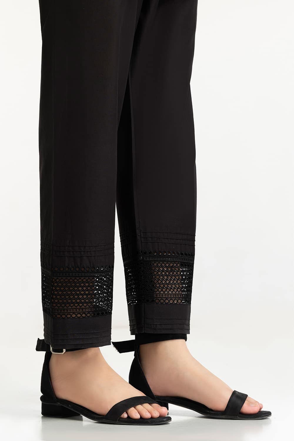 Black Lawn Embellished Trouser IUSTTR-42009