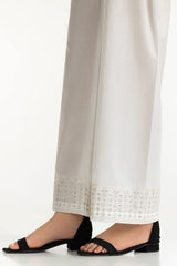 White Lawn Embellished Trouser IUSTTR-42014