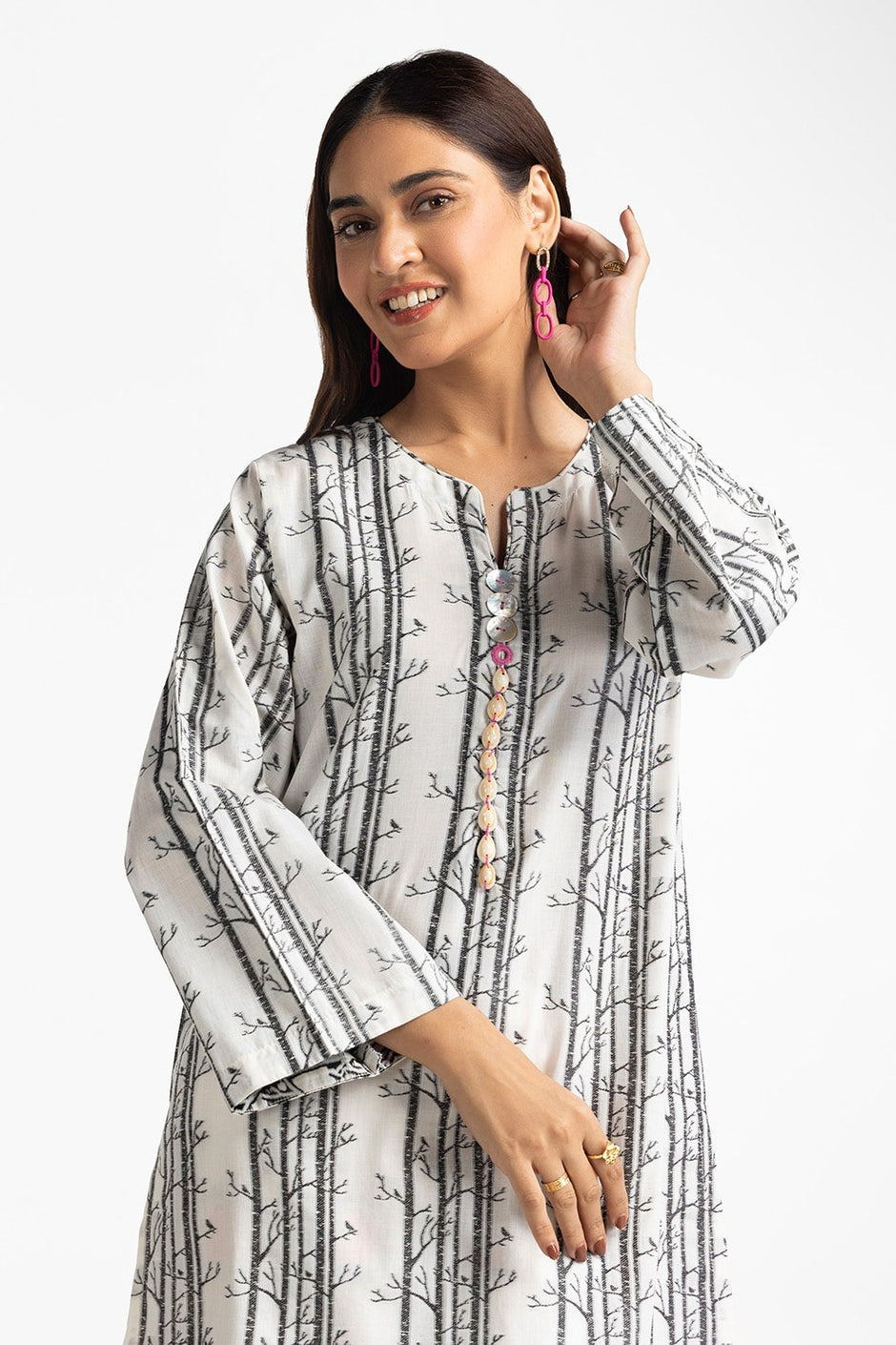 Jacquard Embellished Shirt And Printed Jacquard Trouser