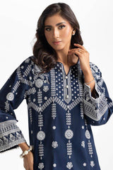Lawn Embroidered Shirt With Dyed Wide Leg Trouser IUSTTS-296