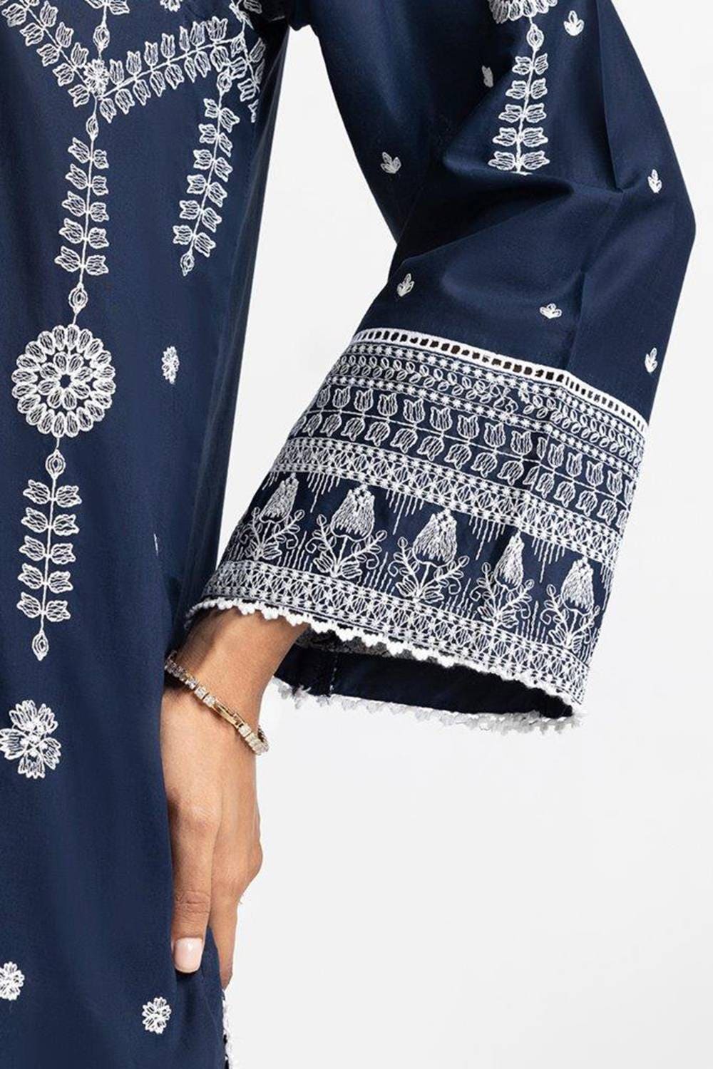Lawn Embroidered Shirt With Dyed Wide Leg Trouser IUSTTS-296