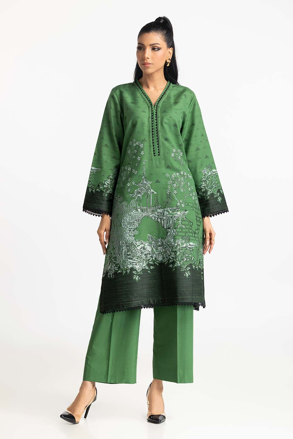 Khaddar Jacquard Shirt And Dyed Khaddar Trouser IUSTTS-298