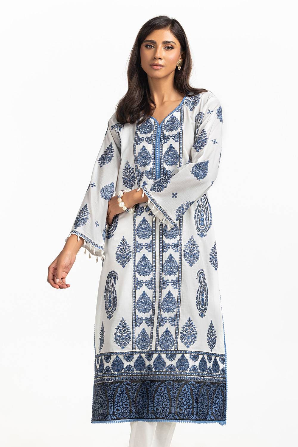 Lawn Embroidered Shirt With Dyed Embellished Trouser IUSTTS-301