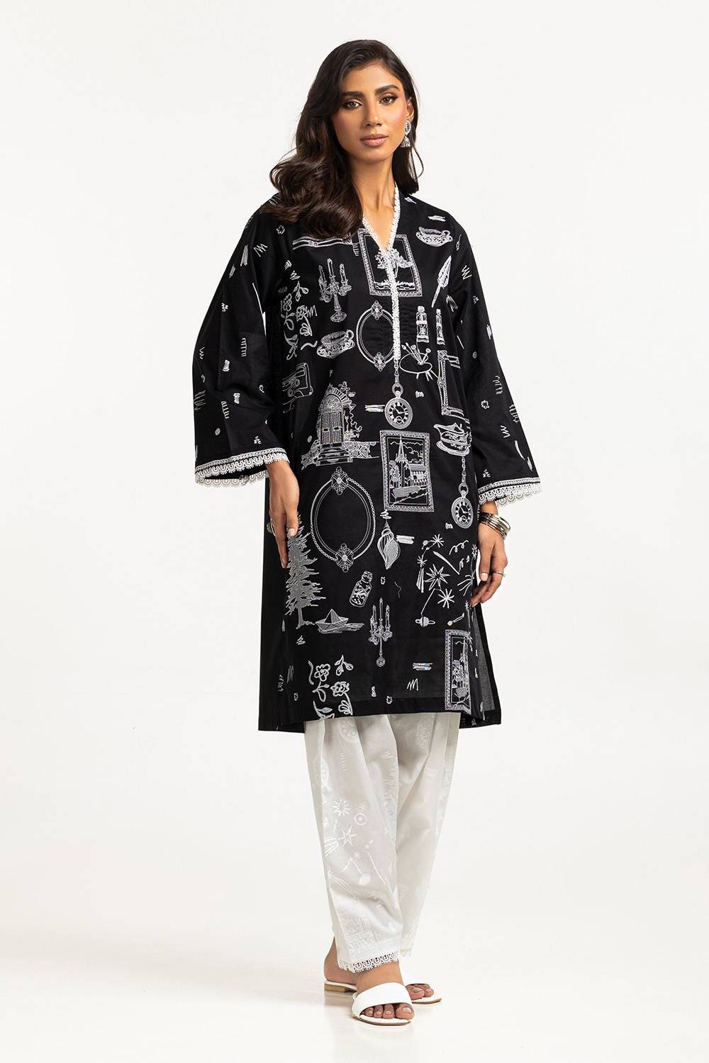 Lawn Embroidered Shirt And  Lacquer Printed Lawn Trouser IUSTTS-322 A