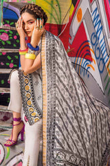 3 Piece Printed Lawn Unstitched Suit With Organza Karandi Dupatta PK-22002