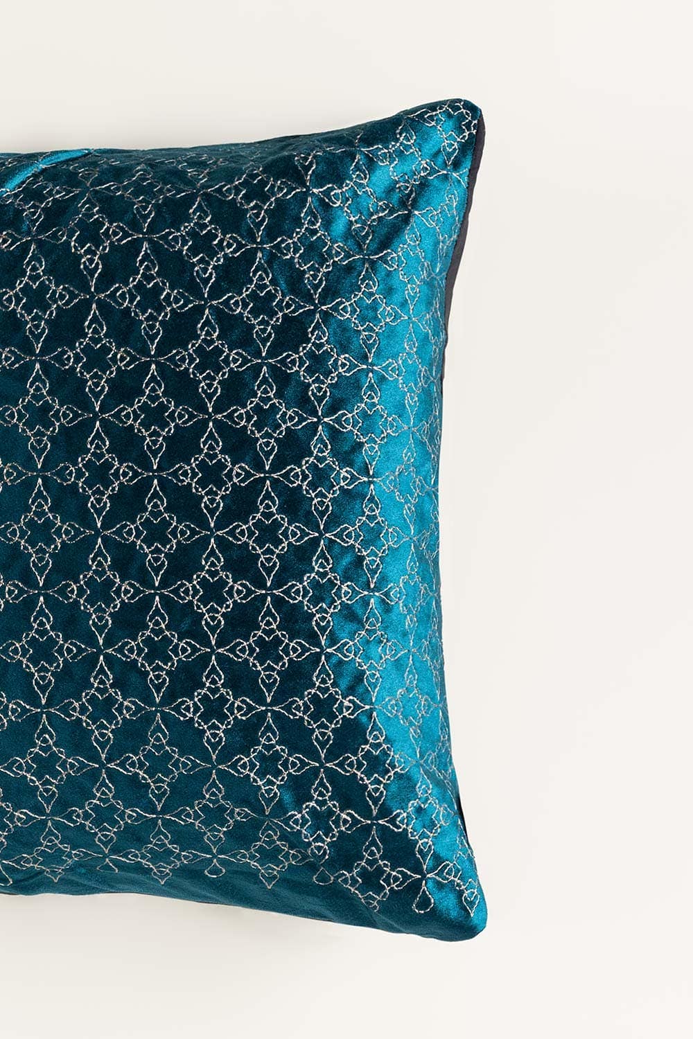 Jaal Green Velvet Embroidered Cushion Cover