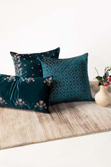 Jaal Green Velvet Embroidered Cushion Cover