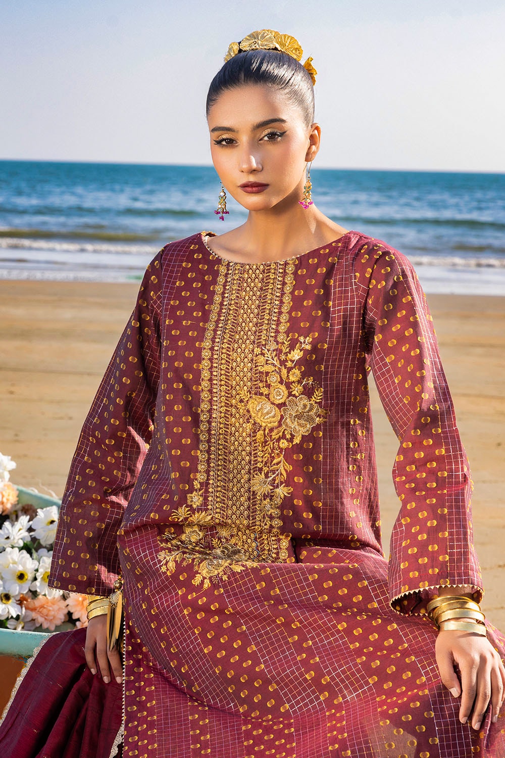 3 Piece Unstitched Embroidered Jacquard Suit MJ-42038