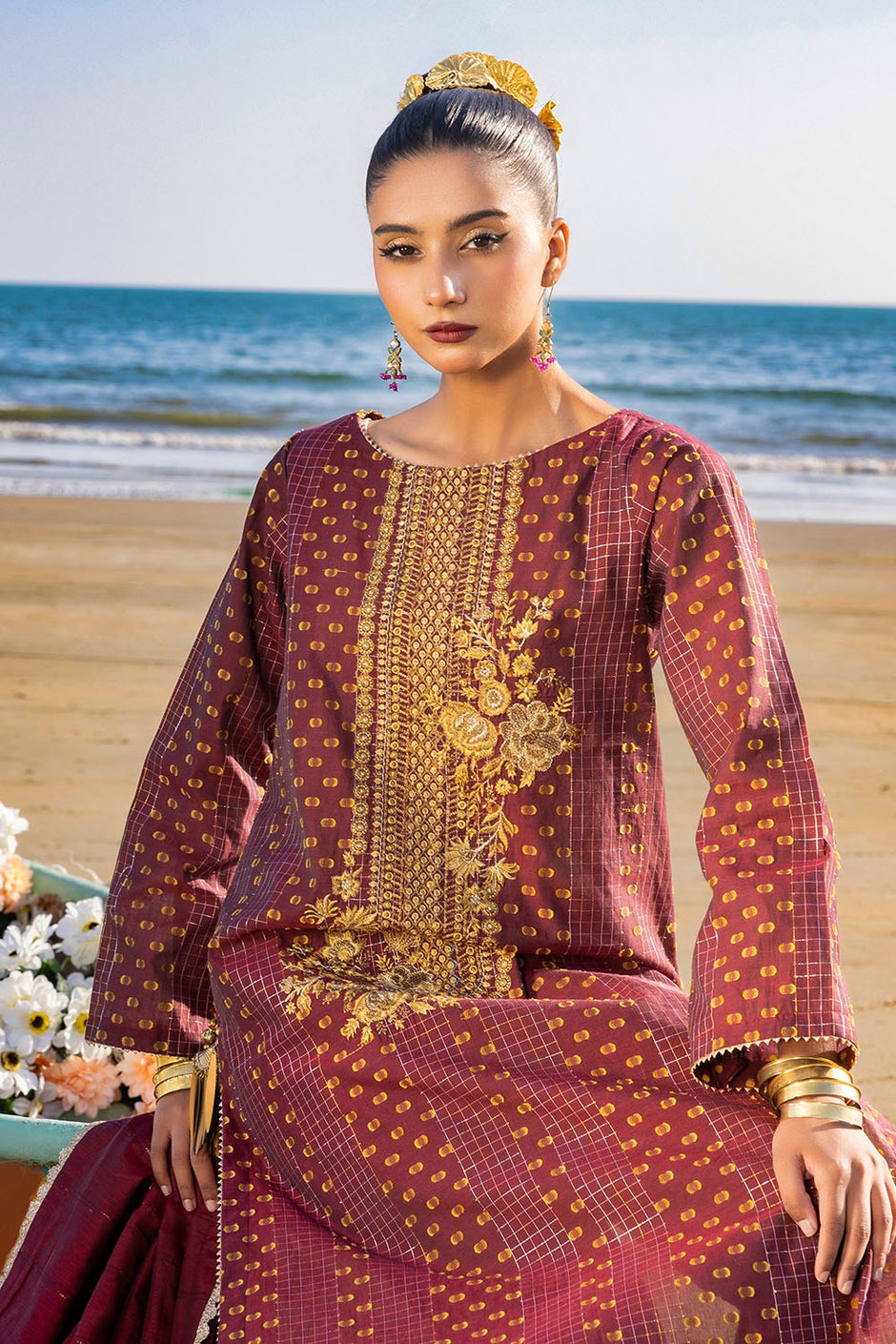 3 Piece Unstitched Embroidered Jacquard Suit