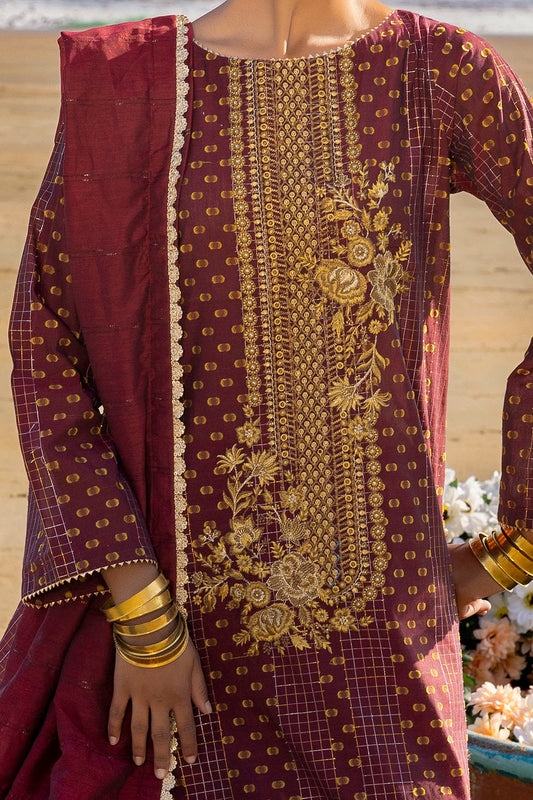 3 Piece Unstitched Embroidered Jacquard Suit MJ-42038