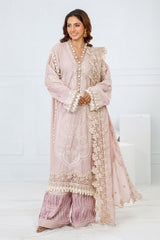 3 Piece Unstitched Embroidered Stripe Lurex Suit with Embroidered Jacquard Dupatta FE-52068