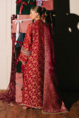 3 Piece Unstitched Embroidered Cotton Jacquard Suit with Jacquard Dupatta FE-52073