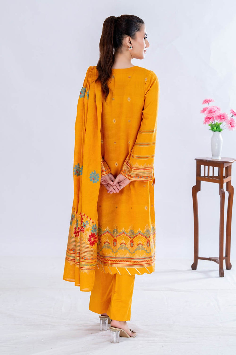 3 Piece Unstitched Jacquard Suit